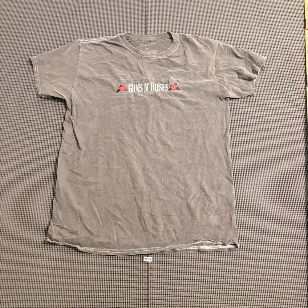 Guns N' Roses Embroidered Logo Washed Gray T-Shirt Size S